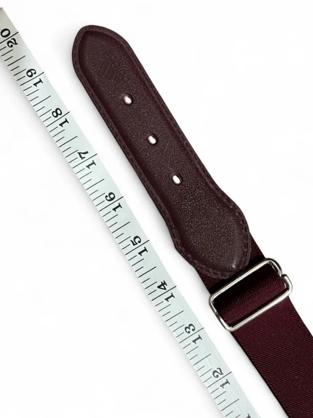 Unisex Adjustable Burgundy Fabric Belt with Leather Accents